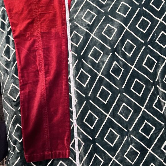 Anthropologie The Essential Slim Red Velvet Pants Size 14 Tall Preppy Holiday - Picture 11 of 12